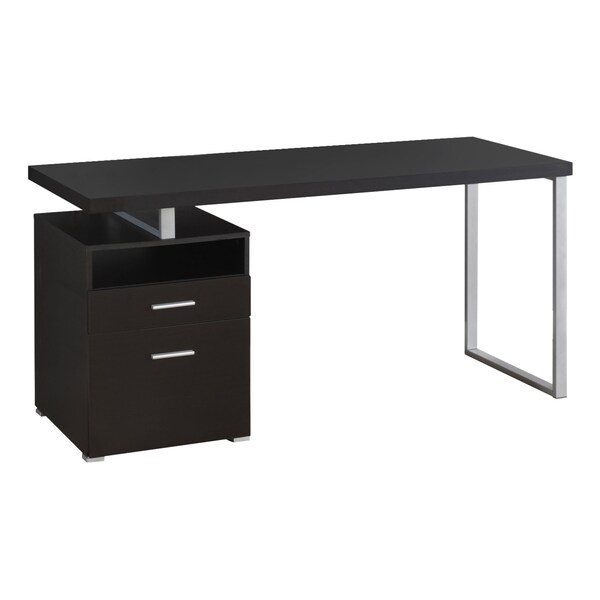 Monarch Specialties Computer Desk, Home Office, Laptop, Left, Right Set-up, Storage Drawers, 60"L, Work, Metal, Brown - I 7143