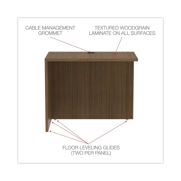 Alera Desk Shell Valencia Reversible Return/Bridge Shell, 23.63 in D X 29.5" H, 35" W X Modern Walnut - VA353624WA