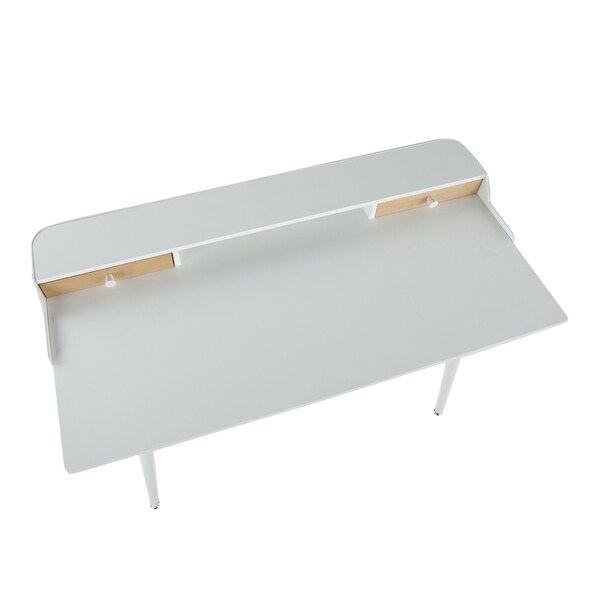 Lumisource Harvey Desk in White Steel, White, Natural Wood and Whites - OFD-HRVY WNA