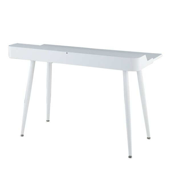 Lumisource Harvey Desk in White Steel, White, Natural Wood and Whites - OFD-HRVY WNA