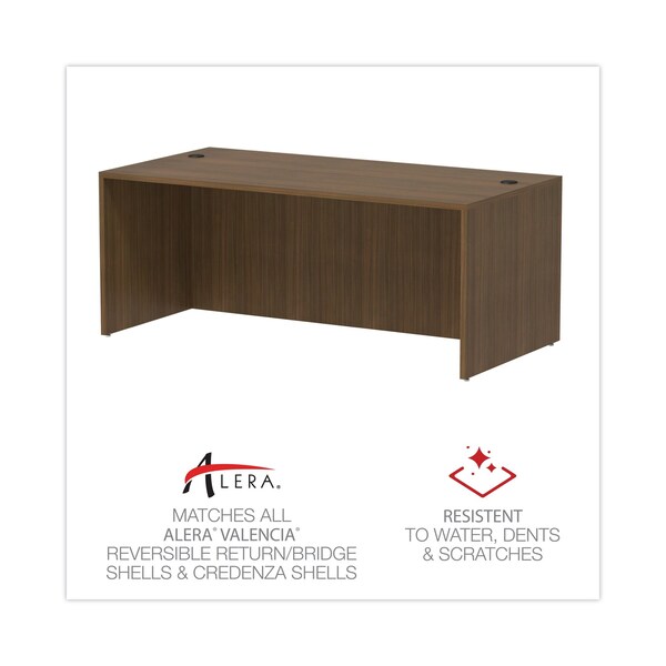 Alera Desk Shell Valencia Straight Front Desk Shell, 35-1/2 in D X 29.63" H, 71" W X Woodgrain Laminate - VA217236WA