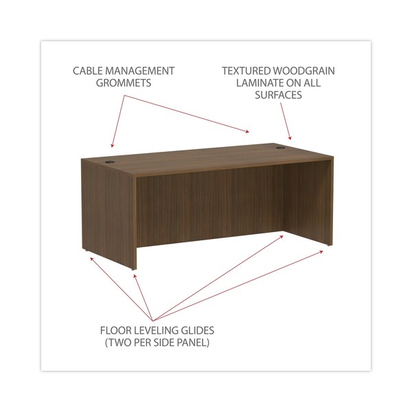 Alera Desk Shell Valencia Straight Front Desk Shell, 35-1/2 in D X 29.63" H, 71" W X Woodgrain Laminate - VA217236WA