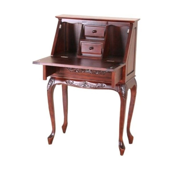 International Caravan Small Carved Secretary Desk with Fold Out Front - 3832