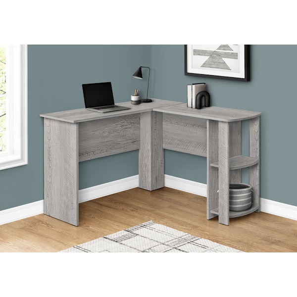 Monarch Specialties Computer Desk, Home Office, Corner, Storage Shelves, 48 in.L, L Shape, Work, Laptop, Grey Laminate - I 7720