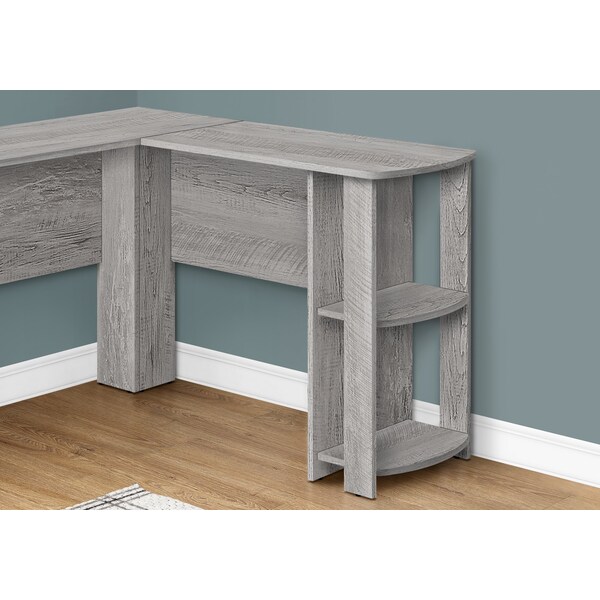 Monarch Specialties Computer Desk, Home Office, Corner, Storage Shelves, 48 in.L, L Shape, Work, Laptop, Grey Laminate - I 7720