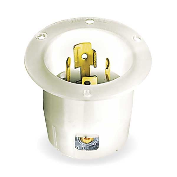 Hubbell 30A Flanged Twist-Lock Inlet 4P 4W 120/208VAC L18-30P WT - HBL2755
