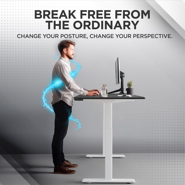 Uncaged Ergonomics RISE UP STND DESK WHT FRM 48 - RUWBKMDF48