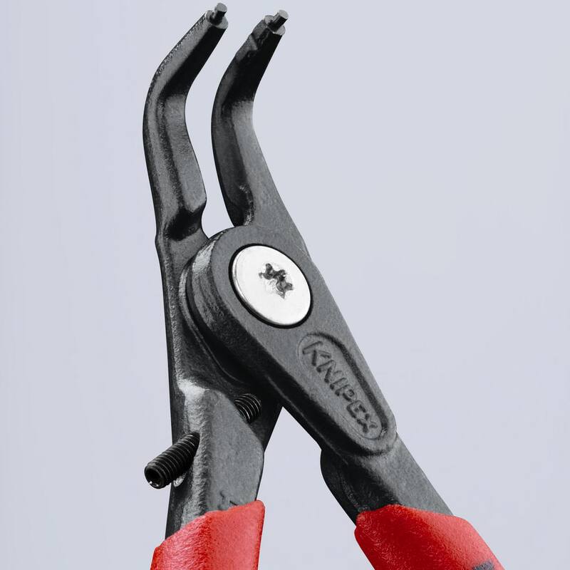 KNIPEX External 90-Degree Angled Precision Snap Ring Pliers with Limiter with Adjustable Opening - 49 41 A11