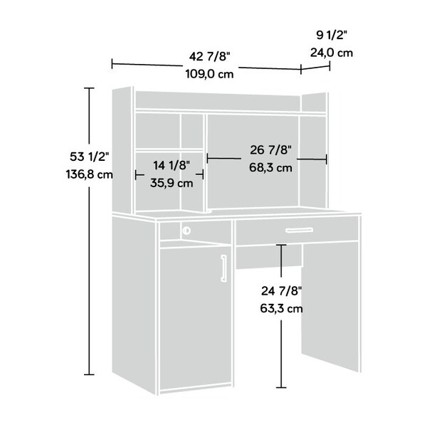 Sauder 19.45 in D X 53.46 in H, 42.91 in W X Engineered wood - 428238