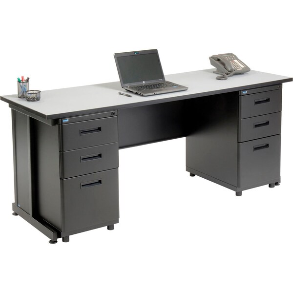 Interion By Global Industrial Office Desk Kit, 24 in D X 30 in H, 72 in W X - 670076GY