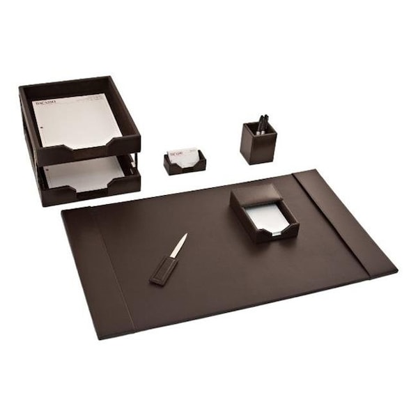 Dacasso Dacasso D3603 Dark Brown Bonded Leather 8-Piece Desk Set - D3603