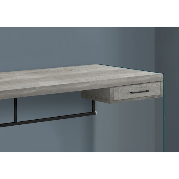 Monarch Specialties Computer Desk, Home Office, Laptop, Storage Drawers, 48"L, Work, Tempered Glass, Grey, Clear - I 7445