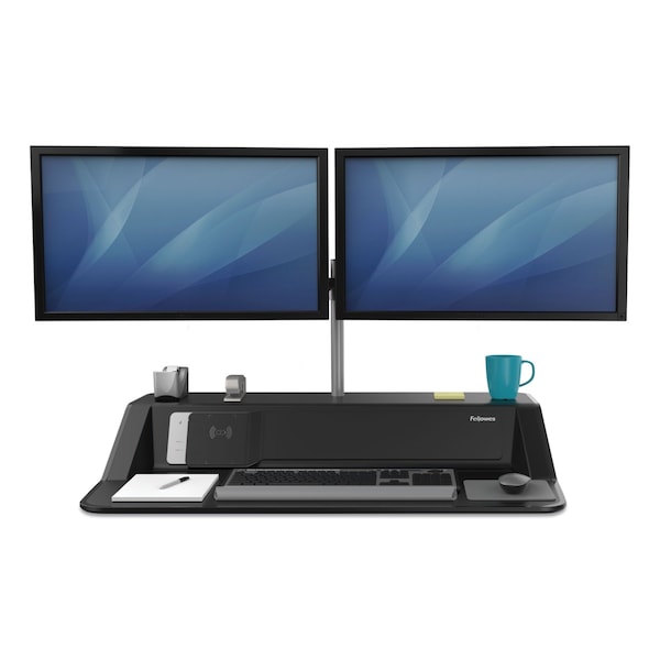 Fellowes Desks, 24-1/4 in D X 22.5" H, 32.75" W X Plastic; Steel, Black - 8080301