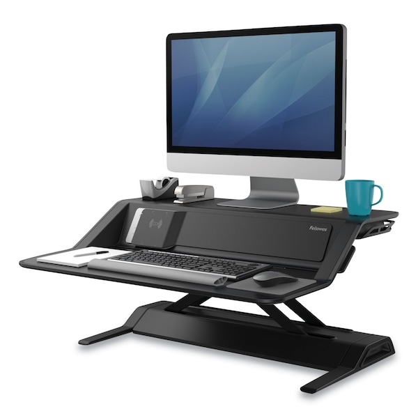 Fellowes Desks, 24-1/4 in D X 22.5" H, 32.75" W X Plastic; Steel, Black - 8080301
