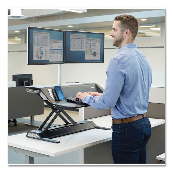 Fellowes Desks, 24-1/4 in D X 22.5" H, 32.75" W X Plastic; Steel, Black - 8080301