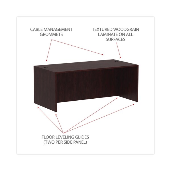 Alera Straight Front Desk Valencia(TM) Series Straight-Front Desk Shell, 35-1/2" D X 29-1/2" H, 71" W X - ALEVA217236MY