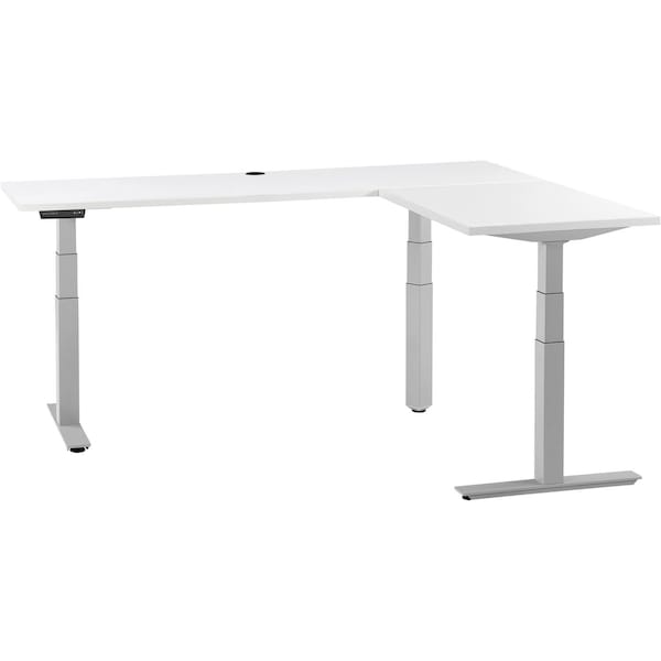 Interion By Global Industrial Sit Stand L-Desk, 24 in D X 23 to 48 in H, 72 in W X - 695778LWHGY