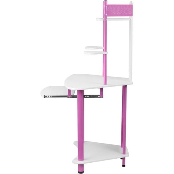 Flash Furniture Computer Desk Corner Computer Desk w/Hutch, Pink, 24" D X 57" H, 39" W X Laminate, Pink and White - NAN-JN-2705-PK-GG