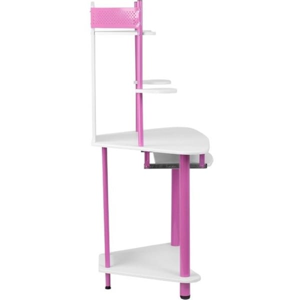 Flash Furniture Computer Desk Corner Computer Desk w/Hutch, Pink, 24" D X 57" H, 39" W X Laminate, Pink and White - NAN-JN-2705-PK-GG