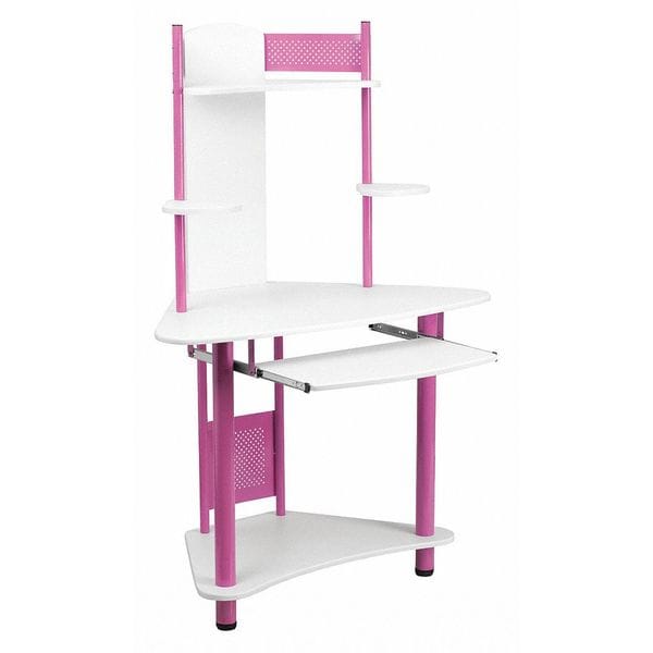 Flash Furniture Computer Desk Corner Computer Desk w/Hutch, Pink, 24" D X 57" H, 39" W X Laminate, Pink and White - NAN-JN-2705-PK-GG