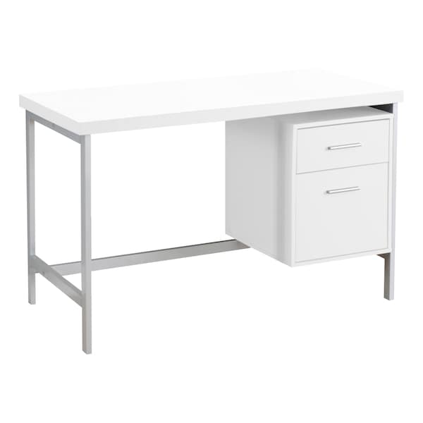 Monarch Specialties Computer Desk, Home Office, Laptop, Left, Right Set-up, Storage Drawers, 48"L, Work, Metal, White - I 7149