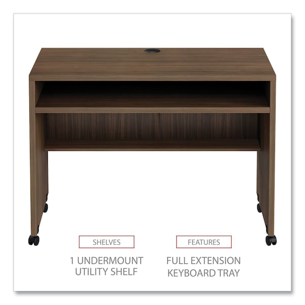Alera Alera Valencia Mobile Workstation Desk, 23.63 in D X 30" H, 41.38" W X Laminate, Modern Walnut - ALEVA204224WA