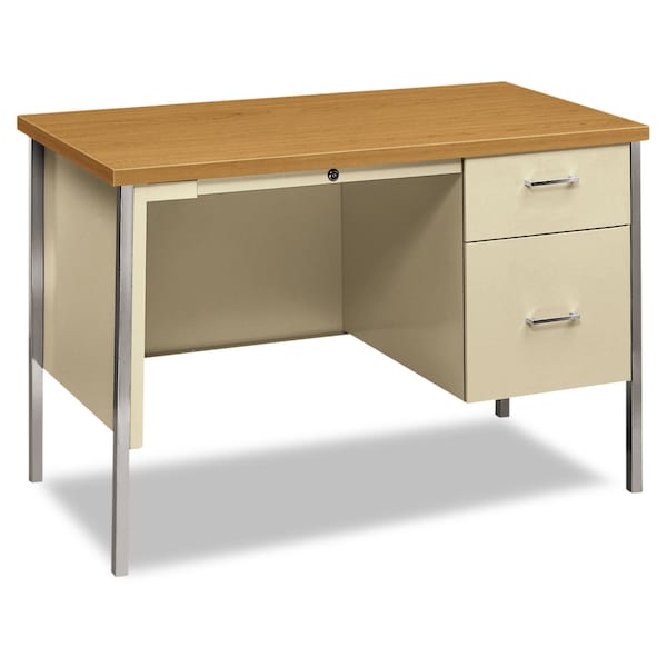 Hon Pedestal Desk Right Pedestal Desk, 24 in D X 29.5" H, 45.25" W X Metal, Harvest/Putty - H34002R.C.L
