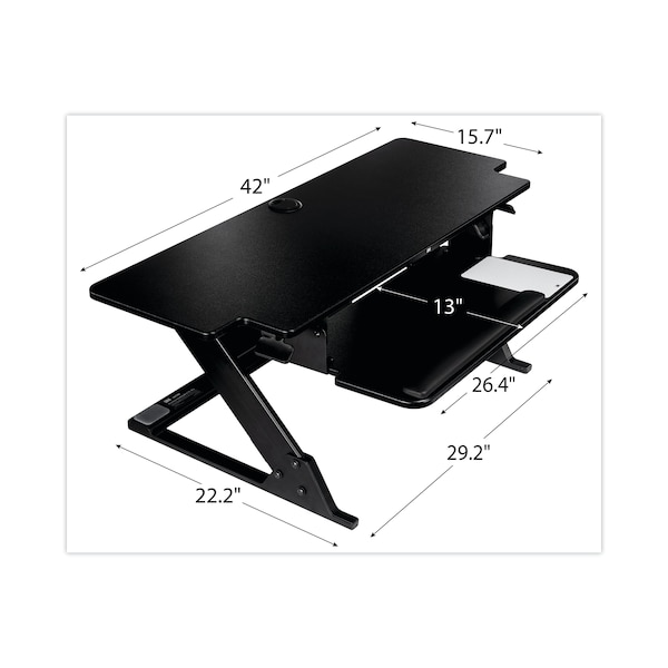 3M Standing Desk Desks, 23.2 in D X 20" H, 42" W X Metal, Black - SD70B