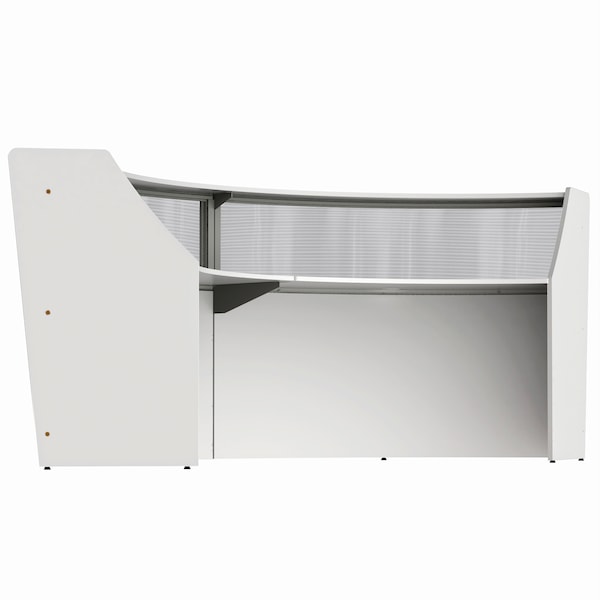 Linea Italia Curved Reception Desk 2 Units, Clear Panel, 124 inW x 49 inD, White - ZUS316