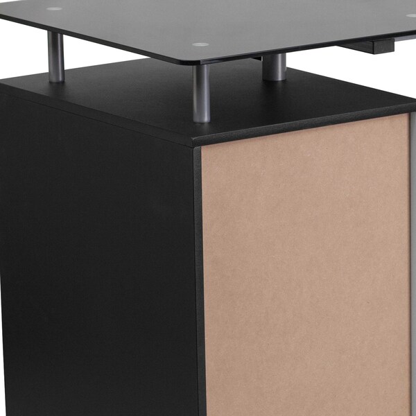 Flash Furniture Computer Desk Glass Top Desk w/3 Drawer Pedestal, Blk, 23-1/2" D X 29-1/2" H, 47-1/4" W X Black - NAN-WK-021A-GG