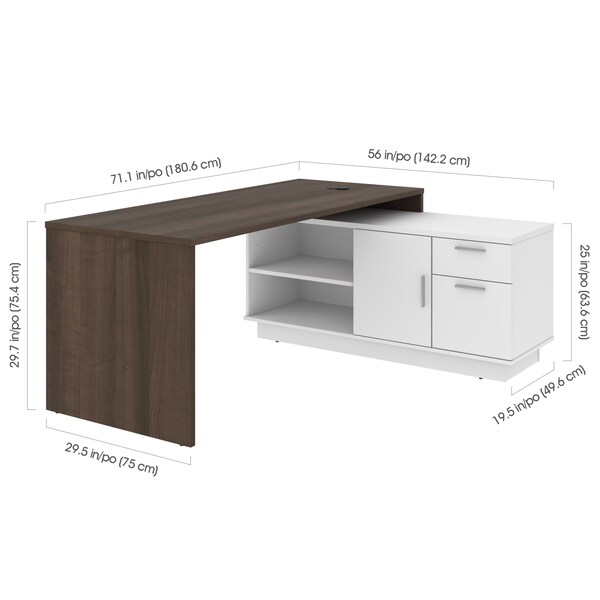 Bestar Equinox L-Shaped Desk, Antigua/White - 115420-000052