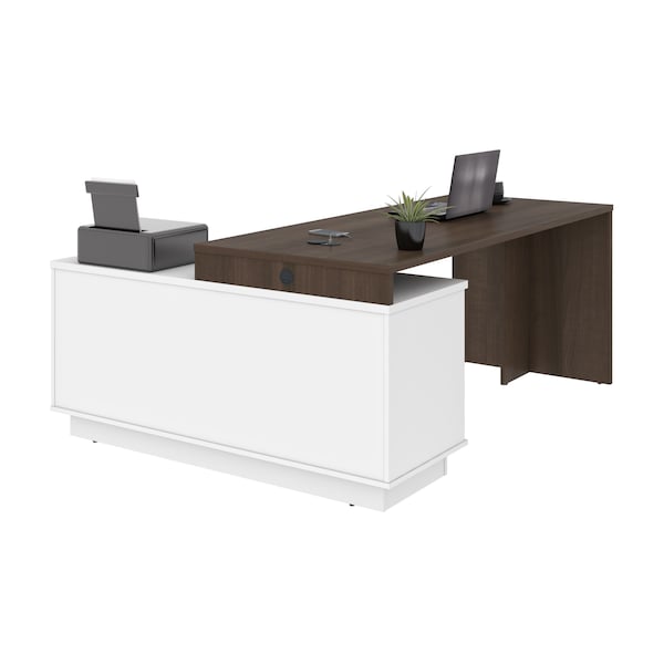 Bestar Equinox L-Shaped Desk, Antigua/White - 115420-000052