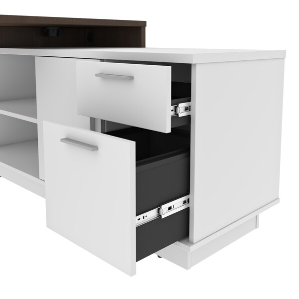 Bestar Equinox L-Shaped Desk, Antigua/White - 115420-000052