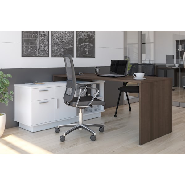 Bestar Equinox L-Shaped Desk, Antigua/White - 115420-000052