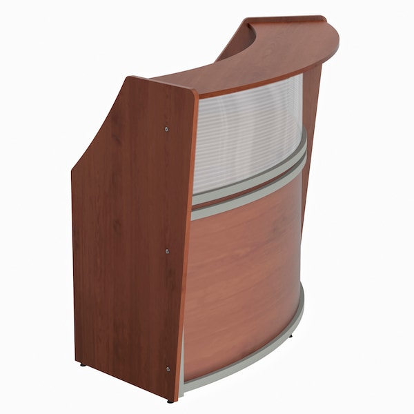 Linea Italia Curved Reception Desk with Counter, Clear Panel, 72 inW x 32 inD, Cherry - ZUC310