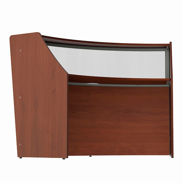 Linea Italia Curved Reception Desk with Counter, Clear Panel, 72 inW x 32 inD, Cherry - ZUC310