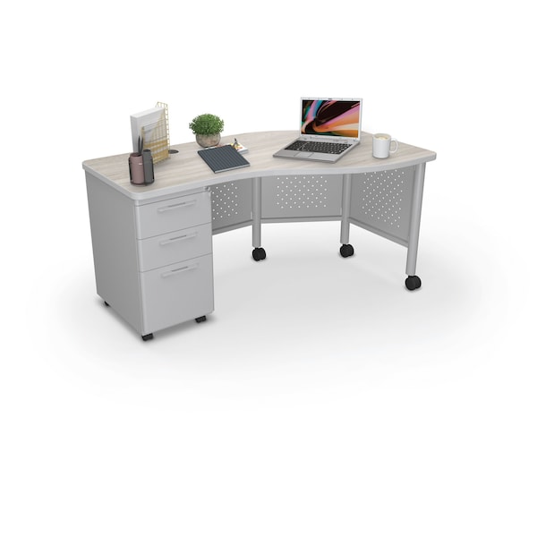 Mooreco Instructor Desk Left 29.8"H x 60"W x 36.3"D Grey Elm - 91786-8201-PL