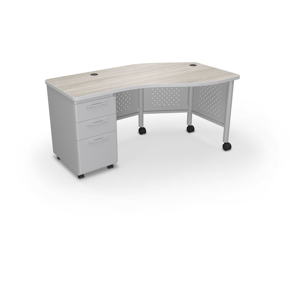 Mooreco Instructor Desk Left 29.8"H x 60"W x 36.3"D Grey Elm - 91786-8201-PL