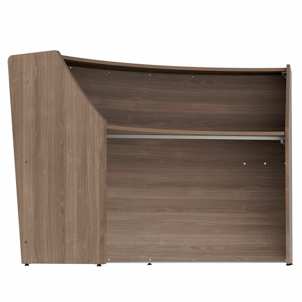 Linea Italia Curved Reception Desk with Counter, 72 inW x 32 inD x 46 inH, Gray/N. Walnut - ZUI290
