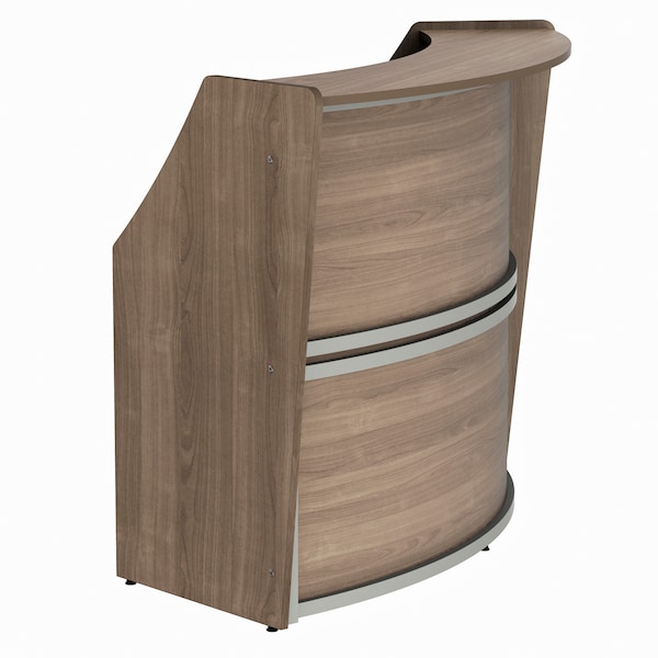 Linea Italia Curved Reception Desk with Counter, 72 inW x 32 inD x 46 inH, Gray/N. Walnut - ZUI290