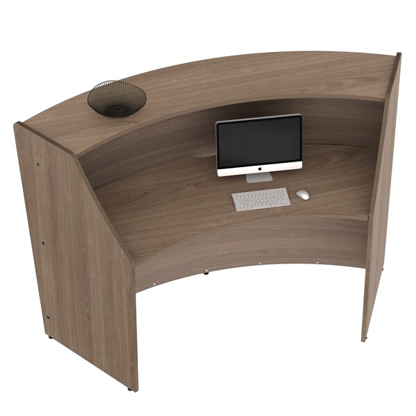 Linea Italia Curved Reception Desk with Counter, 72 inW x 32 inD x 46 inH, Gray/N. Walnut - ZUI290