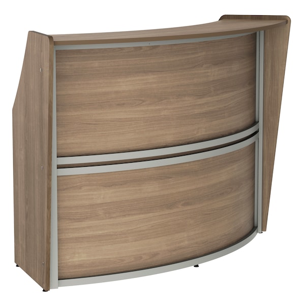 Linea Italia Curved Reception Desk with Counter, 72 inW x 32 inD x 46 inH, Gray/N. Walnut - ZUI290