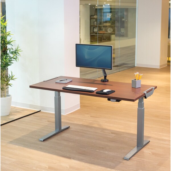 Fellowes Desks, 30 in D X 72" W X Laminate; Plastic; Wood, Mahogany - 9650601