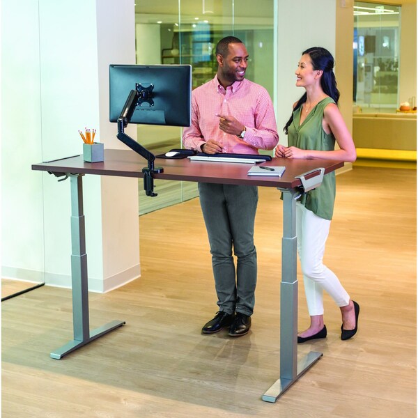 Fellowes Desks, 30 in D X 72" W X Laminate; Plastic; Wood, Mahogany - 9650601