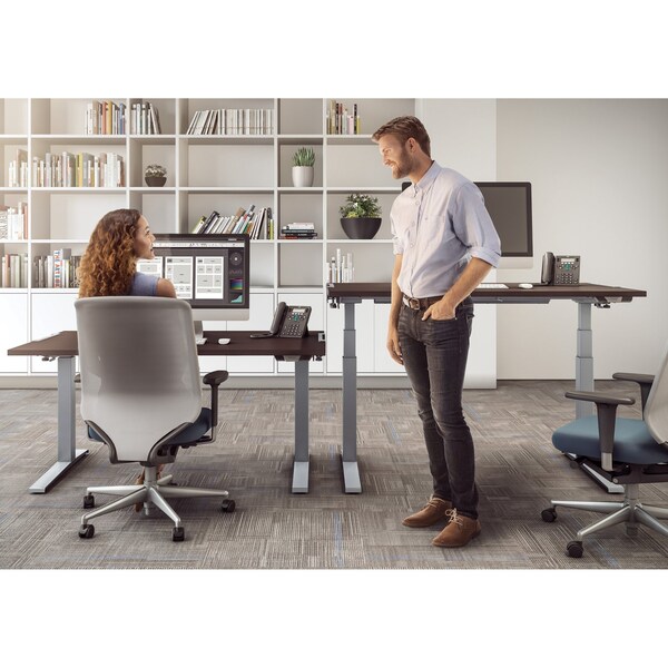Fellowes Desks, 30 in D X 72" W X Laminate; Plastic; Wood, Mahogany - 9650601