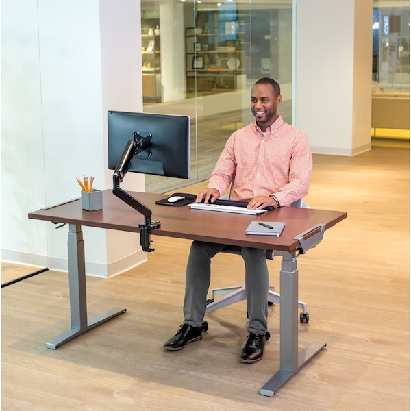 Fellowes Desks, 30 in D X 72" W X Laminate; Plastic; Wood, Mahogany - 9650601