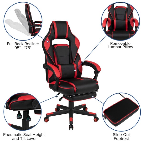 Flash Furniture Black Gaming Desk-Cup Holder/Reclining Chair Set - BLN-X40D1904L-RD-GG