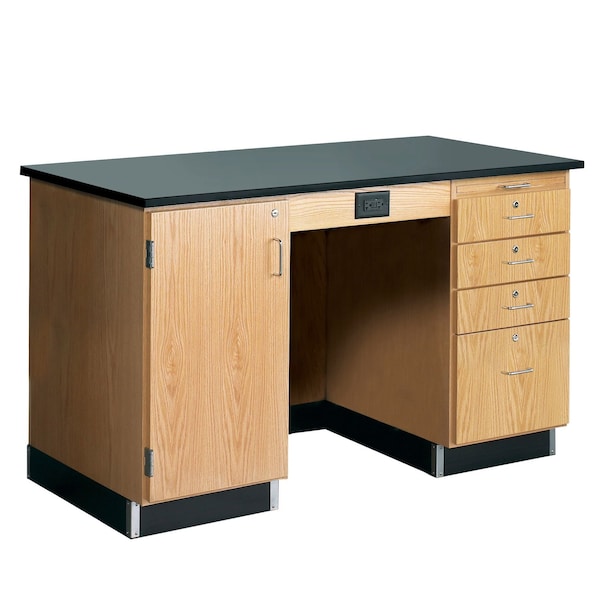 Diversified Spaces Teachers Desk Instructors Desk, 60" x 30" x 36", 30" D X 36" H, 60" W X Red Oak - 1214KF-L