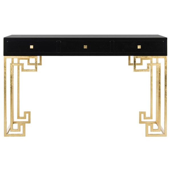 Safavieh Valeria Writing Desk, Black & Gold Leaf - SFV3528B