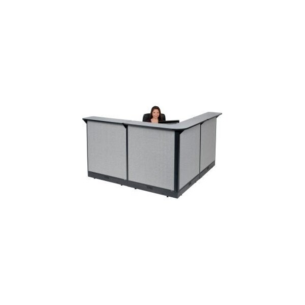 Global Equipment Interion    L-Shaped Electric Reception Station, 80"W x 80"D x 46"H, Gray Counter, Gray Panel - 249009EGG